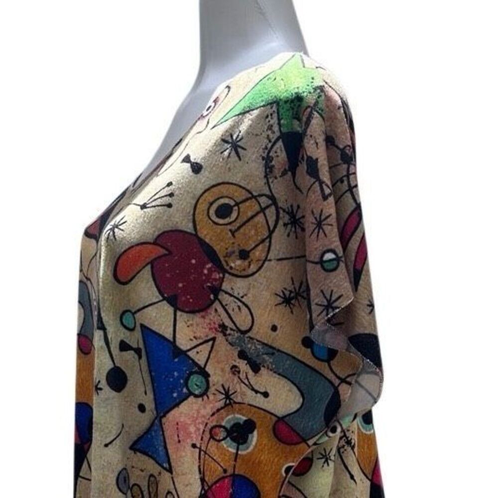 Vtg Sirelys Couture Top Womens 2XL Multicolor With Spanish Surreal Artwork Print - Picture 13 of 16